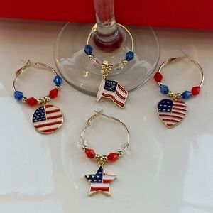 4 - Patriotic Wine Glass Charms